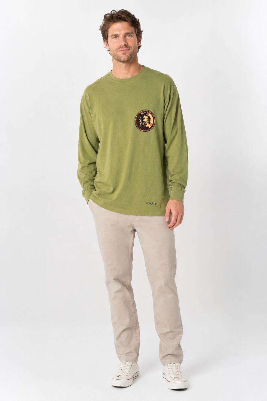 Crazy Shirts x Bob Marley Hemp Dyed Lion Long Sleeve T Shirt Mens Size XL New